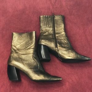Jeffrey Campbell gold heeled western booties